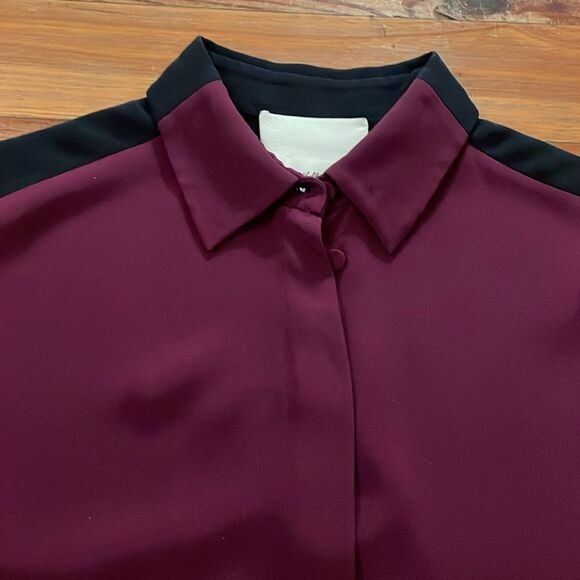 3.1 Phillip Lim Purple Black Silk Long Sleeve Blouse Top Shirt Womens Size 2 - Picture 11 of 11